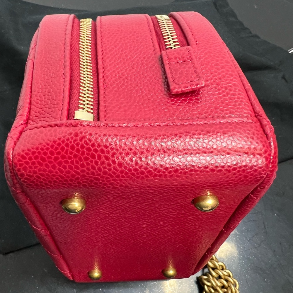 CHANEL RED CAVIAR Double Zip Top Handle Mini Bsg - Picture 10 of 15